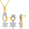 Pissara Stunning Gold and Rhodium Plated Imported CZ Pendant Set