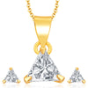 Pissara Pleasing Gold Plated CZ Pendant Set For Women