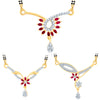 Pissara Incredible Gold Plated CZ Set of 3 Mangalsutra Combo For Women