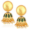 Sukkhi Impressive Gold Plated Pearl Meenakari Jhumki Earrings For Women