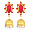 Sukkhi Glorious Gold Plated Pearl Meenakari Jhumki Earrings For Women