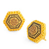 Sukkhi Classy LCT Gold Plated Hexagon Yellow Mint Meena Collection Stud Earring For Women