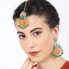 Sukkhi Cluster Gold Plated Mint Collection Earring and Maangtikka Set for Women