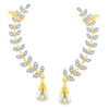 Shostopper Gold Plated American Diamond Leaf Shape Ear Cuffs Earrings For Women & Girls