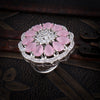 Sukkhi Royal Rhodium Plated Pink CZ Ring For Women