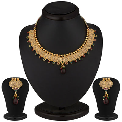 Sukkhi Royal Gold Plated Multicoloured Goddess Laxmi Necklace Set