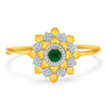 Pissara Longevity Gold And Rhodium Plated Emerald CZ Kada For Women-1