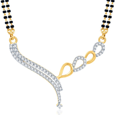 Pissara Appealing CZ Gold and Rhodium Plated Mangalsutra Set-1