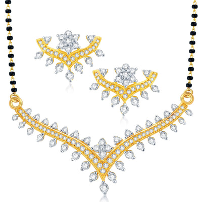 Pissara Classy Gold Plated CZ Set of 3 Mangalsutra Set Combo For Women-2