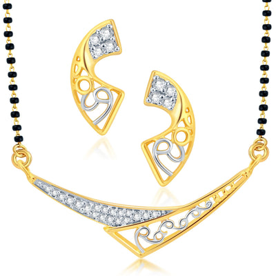 Pissara Exotic Gold Plated CZ Set of 3 Mangalsutra Set Combo For Women-2
