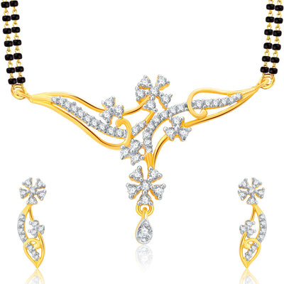 Pissara Trendy Gold Plated CZ Set of 3 Mangalsutra Set Combo For Women-1