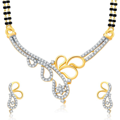 Pissara Trendy Gold Plated CZ Set of 3 Mangalsutra Set Combo For Women-2