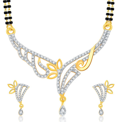 Pissara Trendy Gold Plated CZ Set of 3 Mangalsutra Set Combo For Women-3
