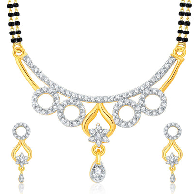 Pissara Attractive Gold Plated CZ Set of 3 Mangalsutra Set Combo For Women-2