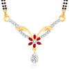 Pissara Glorious Gold and Rhodium Plated Cubic Zirconia and Ruby Stone Studded Mangalsutra Pendant
