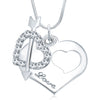 Sukkhi Stylish Rhodium Plated Austrian Crystal Valentine Heart Pendant With Chain