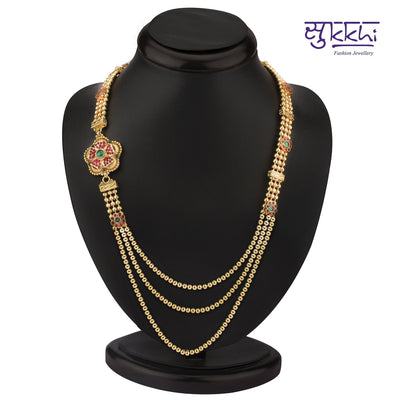 Sukkhi Marvellous Gold Plated Three String AD Necklace Set