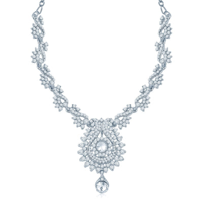 Sukkhi Magnificent Rhodium Plated Australian Diamond Stone Studded Necklace Set-1
