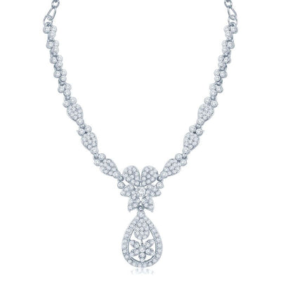 Sukkhi Luxurious Rhodium Plated Australian Diamond Stone Studded Necklace Set-1