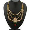 Sukkhi Mango Design 3 String Gold Plated Antique Necklace Set-1