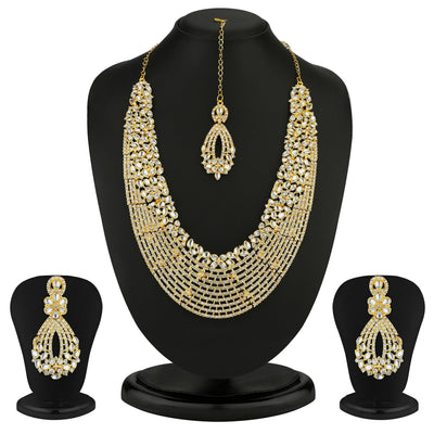 Sukkhi Dazzling Gold Plated Australian Diamond Necklace Set