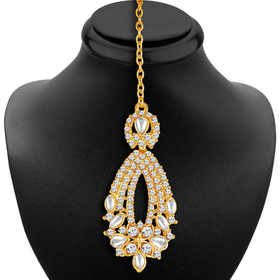 Sukkhi -  Kritika Kamra Dazzling Gold Plated Australian Diamond Wedding Necklace Set-7