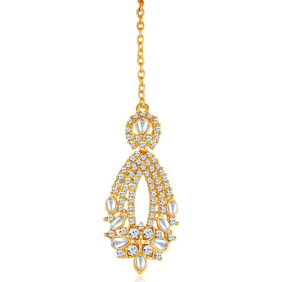 Sukkhi Dazzling Gold Plated Australian Diamond Necklace Set-7