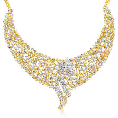 Sukkhi Sleek Gold plated AD Stone Necklace Set-5