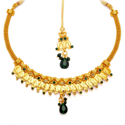 Sukkhi Fashionable Gold Plated Temple Jewellery Necklace Set for Women-5