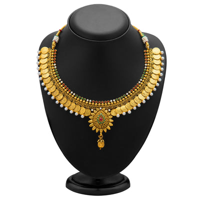 Sukkhi Eye-Catchy Gold Plated Temple Jewellery Coin Necklace Set for Women-1