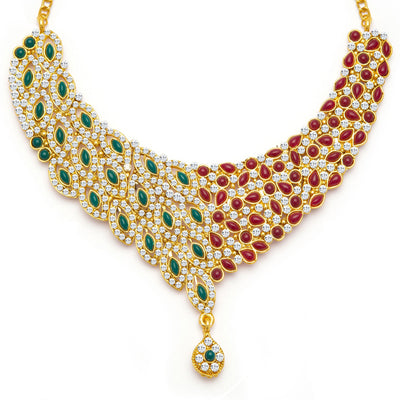 Sukkhi Delightly Gold Plated Meenakari AD Necklace Set for Women-4