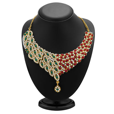 Sukkhi Delightly Gold Plated Meenakari AD Necklace Set for Women-1