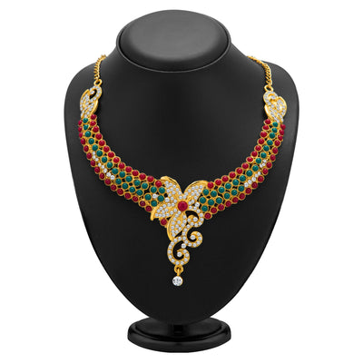 Sukkhi Briliant Gold Plated Meenakari AD Necklace Set for Women-1