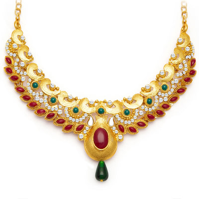 Sukkhi Luxurious Gold Plated AD Necklace Set for Women-4