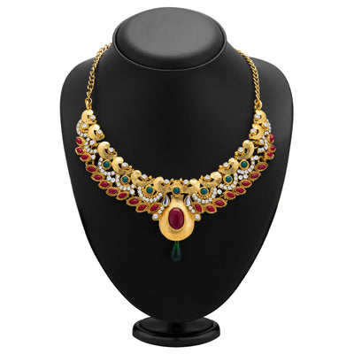 Sukkhi Luxurious Gold Plated AD Necklace Set for Women-1