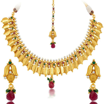 Sukkhi Marvellous Gold Plated Temple Jewellery Coin Necklace Set for Women-4