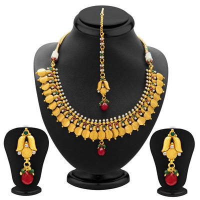 Sukkhi Marvellous Gold Plated Temple Jewellery Coin Necklace Set for Women