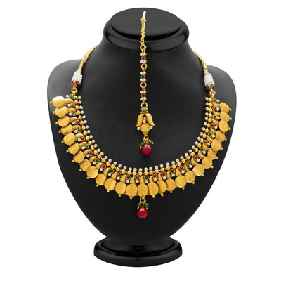 Sukkhi Marvellous Gold Plated Temple Jewellery Coin Necklace Set for Women-1
