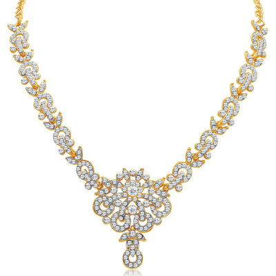 Sukkhi Stunning Gold Plated AD Necklace Set for Women-4