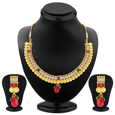 Sukkhi Glorious Gold Plated Temple Jewellery Necklace Set