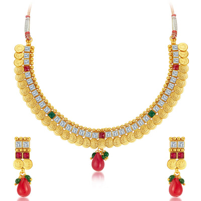 Sukkhi Glorious Gold Plated Temple Jewellery Necklace Set-1