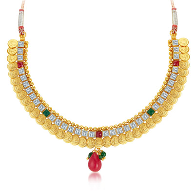 Sukkhi Glorious Gold Plated Temple Jewellery Necklace Set-3