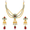 Sukkhi Appealing Three Strings Gold Plated AD Necklace Set-1