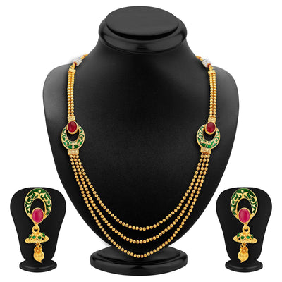 Sukkhi Lavish Three Strings Gold Plated Necklace Set