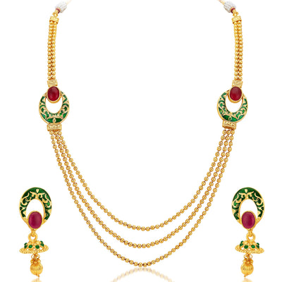 Sukkhi Lavish Three Strings Gold Plated Necklace Set-1