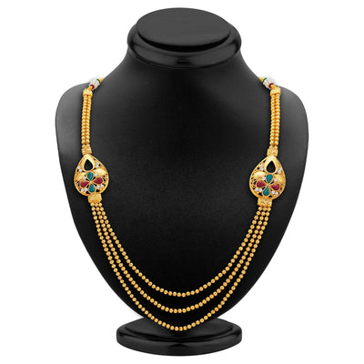 Sukkhi Exotic Three Strings Gold Plated Necklace Set-2