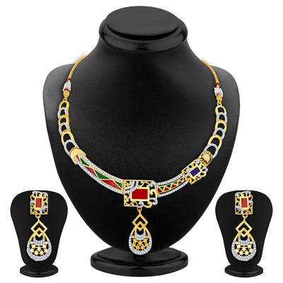 Sukkhi Modish Gold Plated Geometrical Shaped Necklace Set