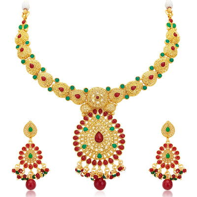 Sukkhi Stylish Gold Plated Necklace Set-1