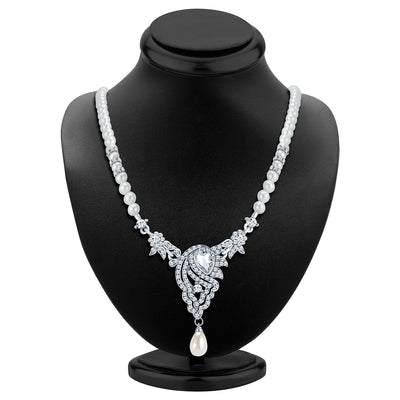 Sukkhi Fascinating Rhodium Plated AD Necklace Set-2