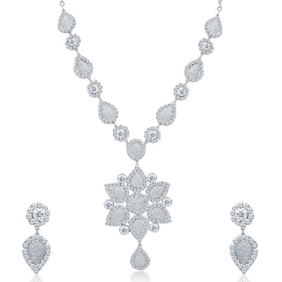 Sukkhi Exquisite Rhodium Plated AD Necklace Set-1